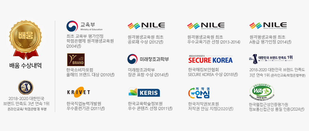 배움 수상내역 하단 내용 참조